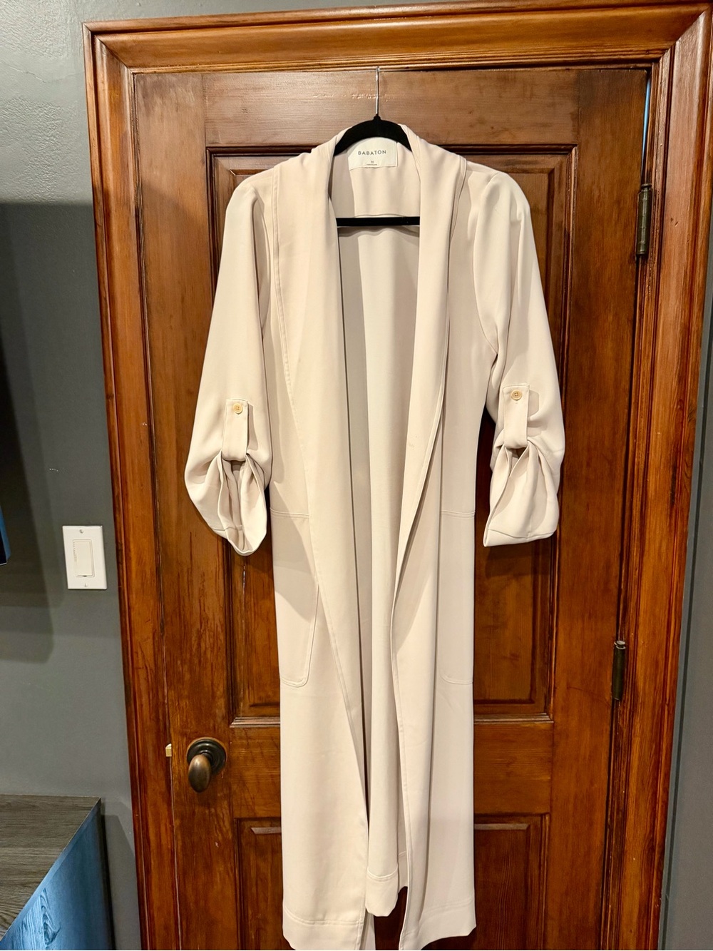 Babaton Cream Long Open-Front Duster Coat
